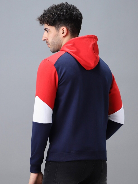 Urbano Fashion Men Colourblocked Hooded Sweatshirt - Image 4