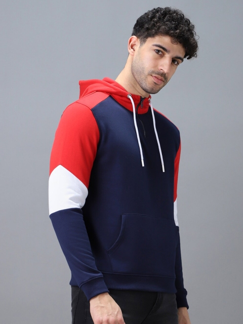 Urbano Fashion Men Colourblocked Hooded Sweatshirt - Image 3