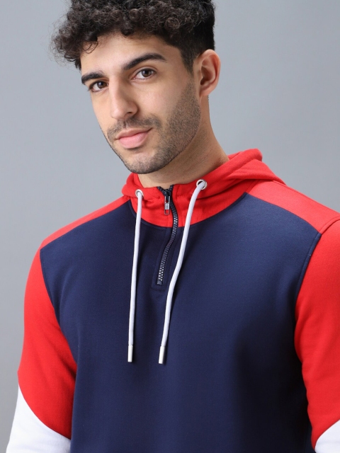 Urbano Fashion Men Colourblocked Hooded Sweatshirt - Image 2