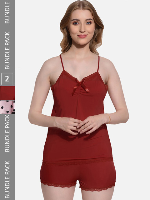 FIMS Pack Of 2 Self Design Shoulder Straps Net Baby Doll