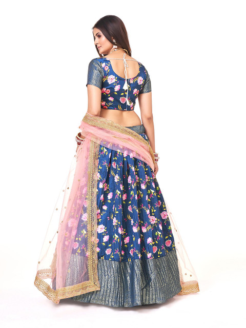 SHOPGARB Printed Semi-Stitched Lehenga & Unstitched Blouse With Dupatta - Image 4