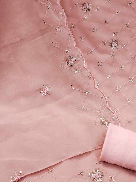 KALINI Embroidered Gotta Patti Silk Georgette Unstitched Dress Material - Image 4