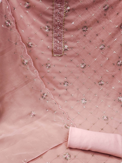 KALINI Embroidered Gotta Patti Silk Georgette Unstitched Dress Material - Image 3