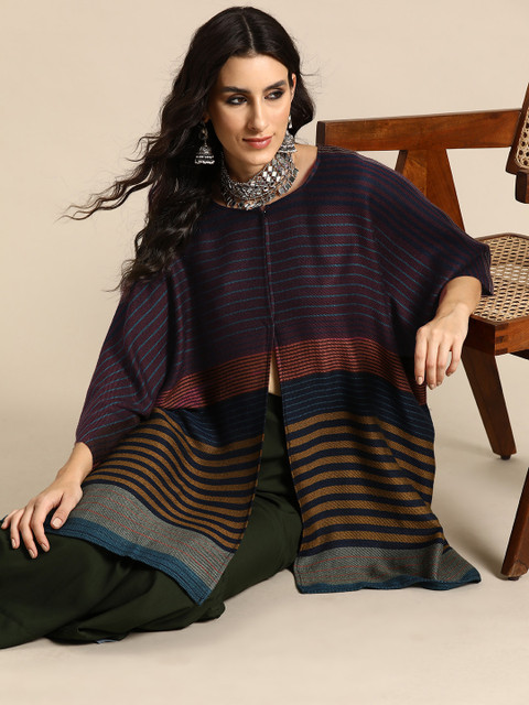 Sangria Women Printed Flared Sleeves Jacquard Kaftan Kurta