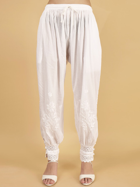 Syrish Women Chikankari Embroidered Pure Cotton Loose-Fit Afgani Salwar