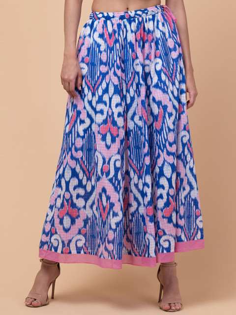 Hive91 Printed Pure Cotton A-Line Midi Skirts