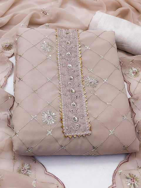 SHADOW & SAINING Floral Embroidered Sequinned Unstitched Dress Material - Image 2