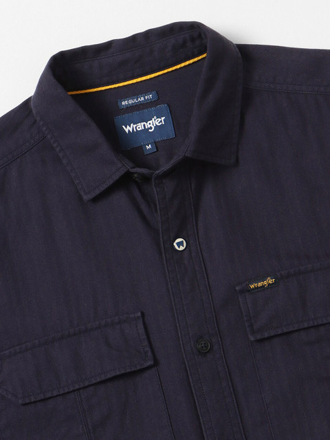 Wrangler Spread Collar Opaque Cotton Casual Shirt - Image 7