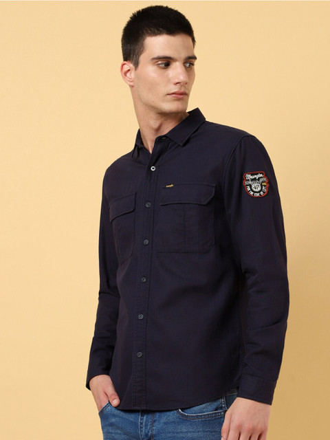 Wrangler Spread Collar Opaque Cotton Casual Shirt - Image 4