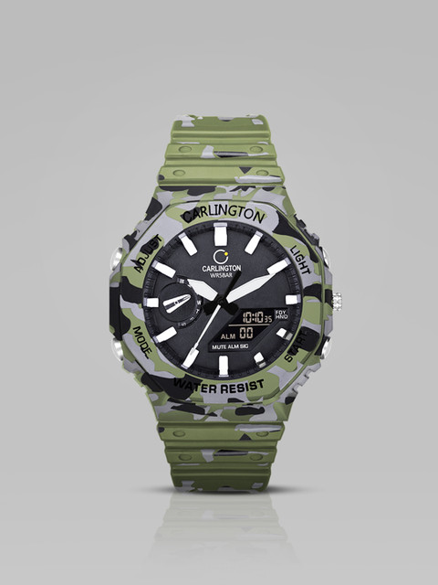 CARLINGTON Printed Dial & Analogue and Digital Watch CT 3322 Army