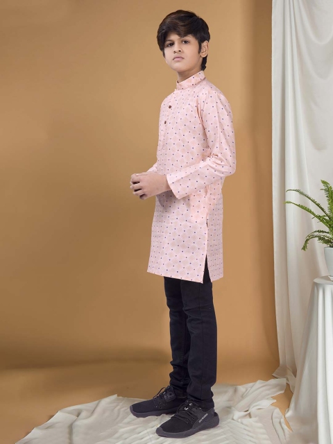 SHIWAM ETHNIX Boys Floral Printed Straight Kurta - Image 3