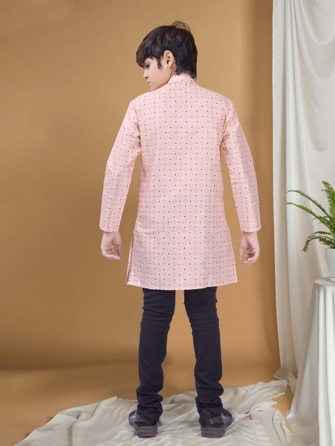 SHIWAM ETHNIX Boys Floral Printed Straight Kurta - Image 4