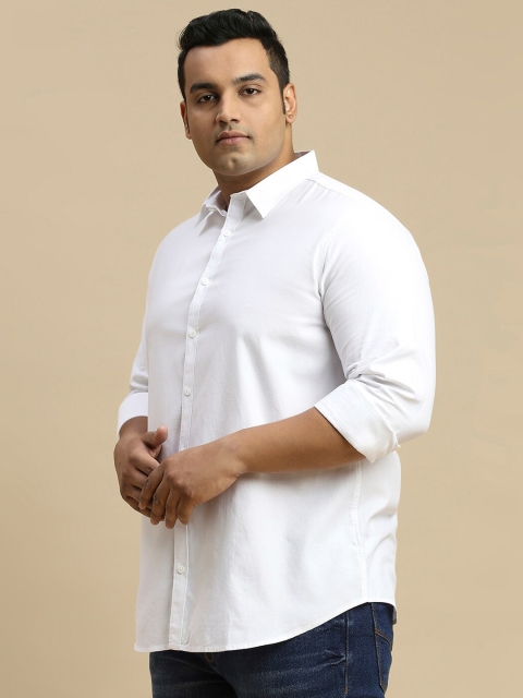 Sztori Plus Size Classic Spread Collar Long Sleeve Cotton Casual Shirt - Image 3