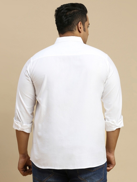 Sztori Plus Size Classic Spread Collar Long Sleeve Cotton Casual Shirt - Image 4