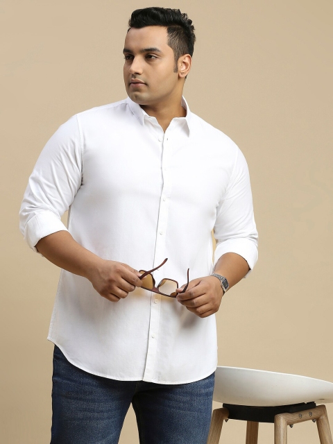 Sztori Plus Size Classic Spread Collar Long Sleeve Cotton Casual Shirt - Image 6