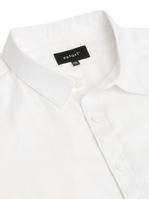Sztori Plus Size Classic Spread Collar Long Sleeve Cotton Casual Shirt - Image 2