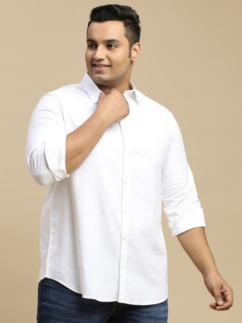 Sztori Plus Size Classic Spread Collar Long Sleeve Cotton Casual Shirt