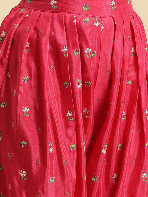 W Floral Printed Gathered Loose Fit Salwar - Image 6