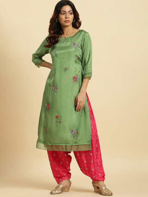 W Floral Printed Gathered Loose Fit Salwar - Image 5