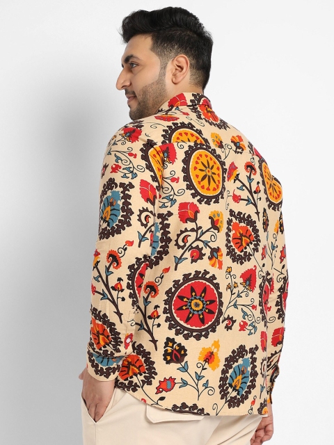 Instafab Plus Classic Ethnic Motifs Printed Spread Collar Casual Shirt - Image 5