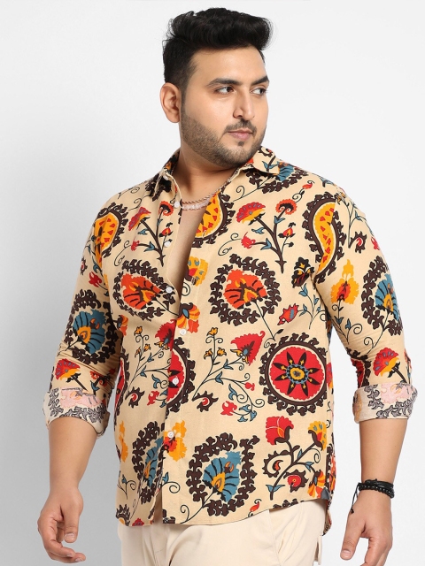 Instafab Plus Classic Ethnic Motifs Printed Spread Collar Casual Shirt - Image 4