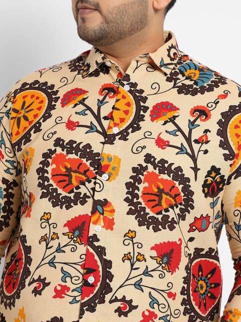 Instafab Plus Classic Ethnic Motifs Printed Spread Collar Casual Shirt - Image 3