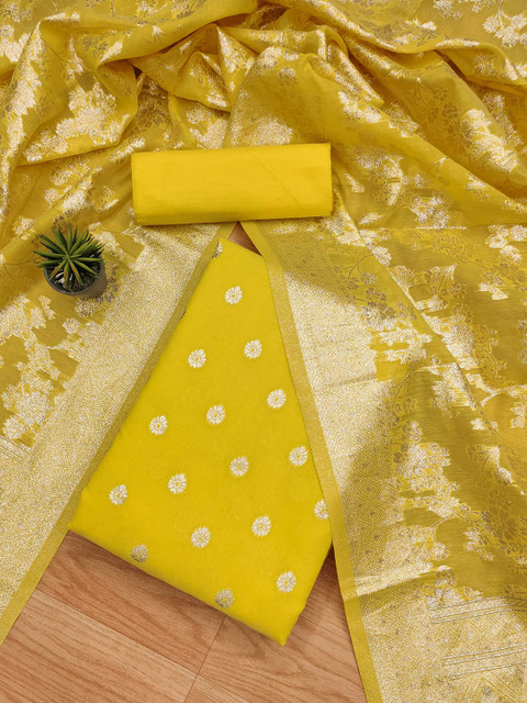 KALINI Floral Woven Design Unstitched Dress Material