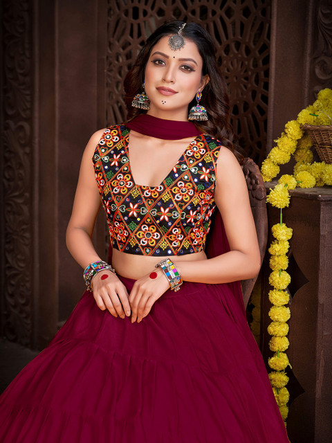 KALINI Embroidered Mirror Work Lehenga Choli With Dupatta - Image 2