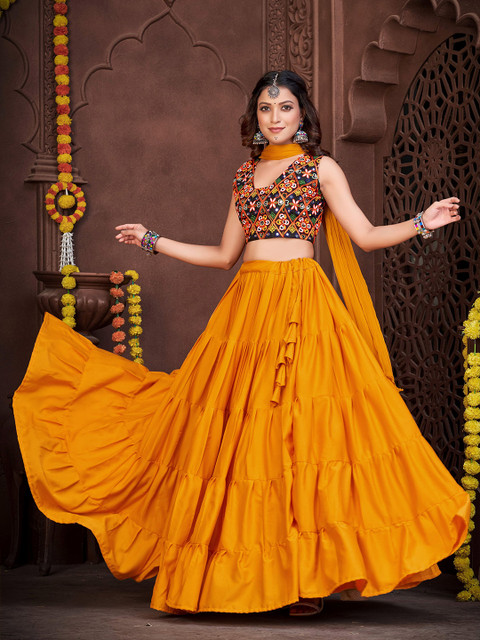 KALINI Embroidered Mirror Work Lehenga Choli With Dupatta - Image 3