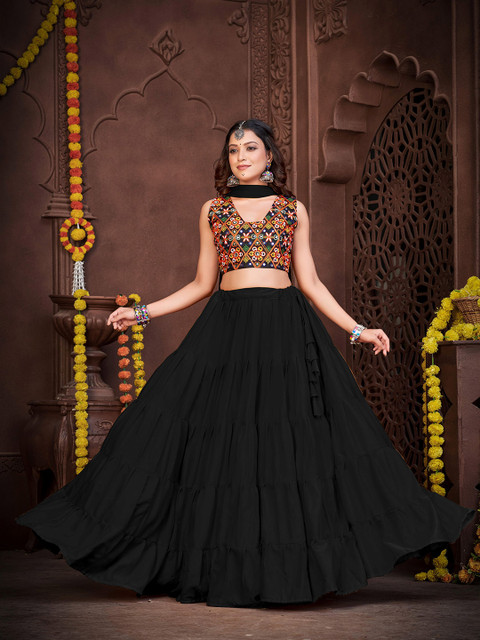 KALINI Embroidered Semi-Stitched Lehenga & Unstitched Blouse With Dupatta - Image 6