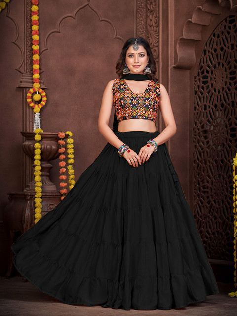 KALINI Embroidered Semi-Stitched Lehenga & Unstitched Blouse With Dupatta - Image 5