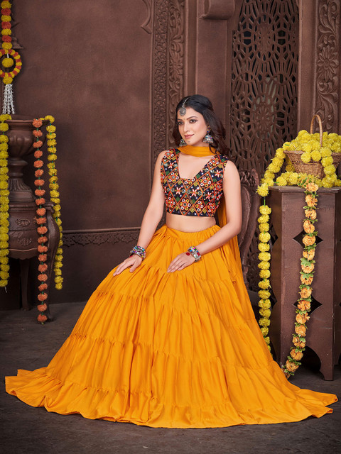 KALINI Embroidered Semi-Stitched Lehenga & Unstitched Blouse With Dupatta - Image 7