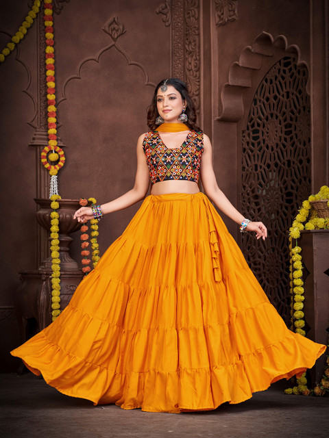 KALINI Embroidered Semi-Stitched Lehenga & Unstitched Blouse With Dupatta - Image 5