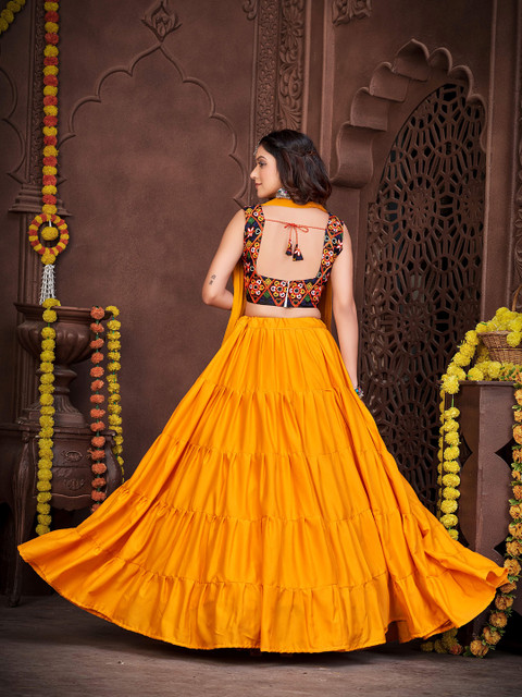 KALINI Embroidered Semi-Stitched Lehenga & Unstitched Blouse With Dupatta - Image 4