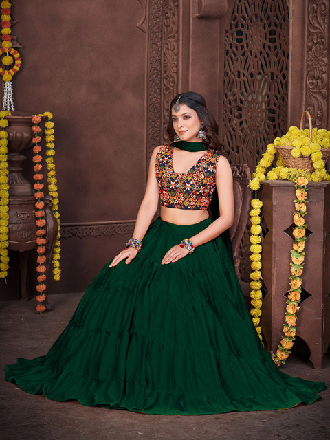 KALINI Embroidered Mirror Work Lehenga Choli With Dupatta - Image 7