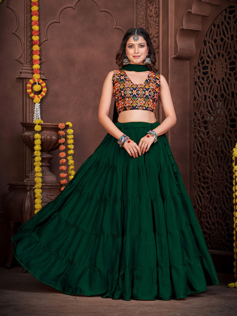 KALINI Embroidered Mirror Work Lehenga Choli With Dupatta - Image 6