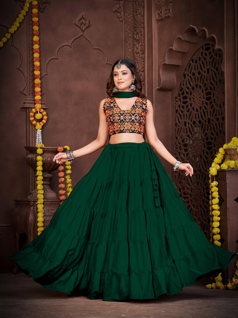 KALINI Embroidered Mirror Work Lehenga Choli With Dupatta - Image 5