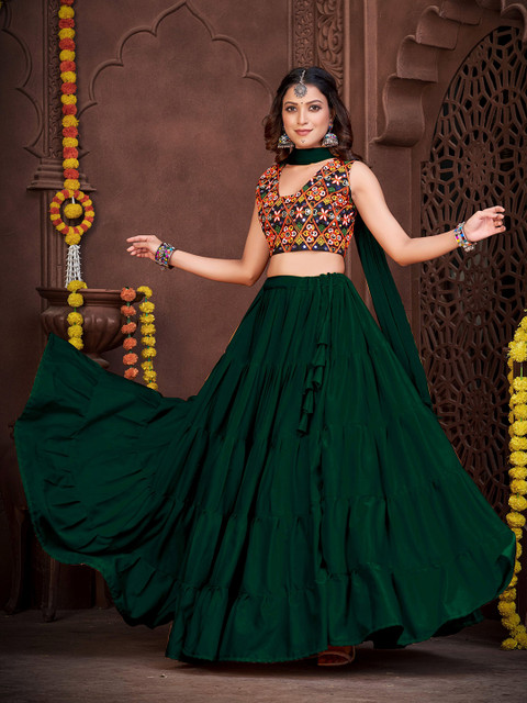 KALINI Embroidered Mirror Work Lehenga Choli With Dupatta - Image 3