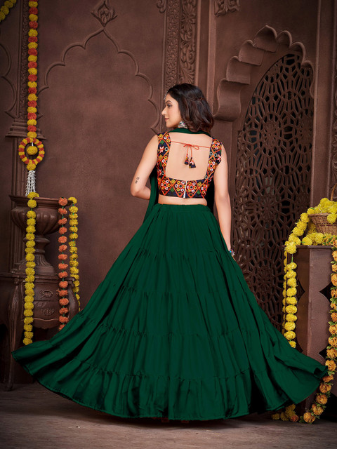 KALINI Embroidered Mirror Work Lehenga Choli With Dupatta - Image 4