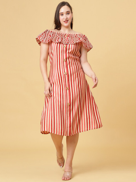 Curvy Lane Plus Size Striped A-Line Dress