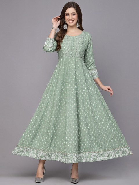 Stylum Ethnic Motifs Printed Fit & Flare Maxi Ethnic Dress