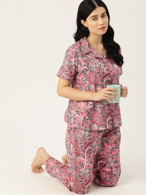 ETC Women Printed Cotton Night suit