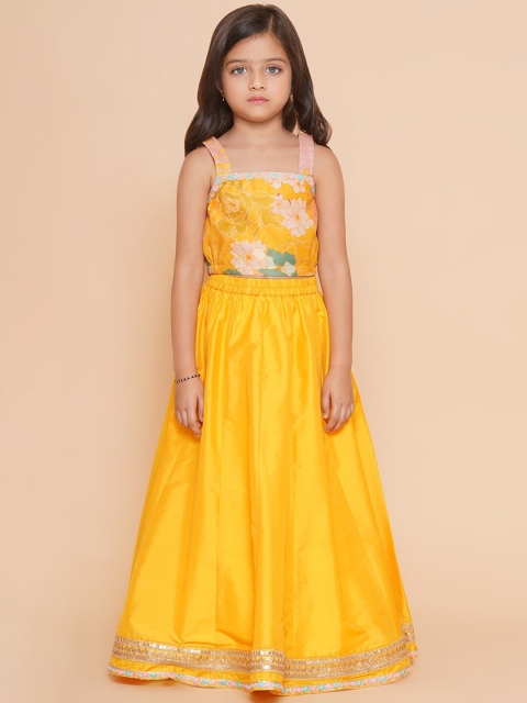 Bitiya by Bhama Girls Floral Printed Ready to Wear Lehenga & Blouse With Shrug - Image 6