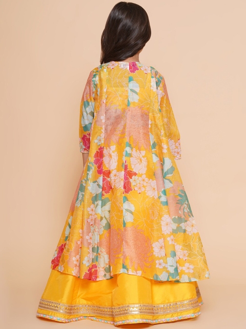 Bitiya by Bhama Girls Floral Printed Ready to Wear Lehenga & Blouse With Shrug - Image 5