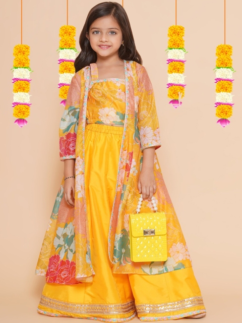 Bitiya by Bhama Girls Floral Printed Ready to Wear Lehenga & Blouse With Shrug - Image 7