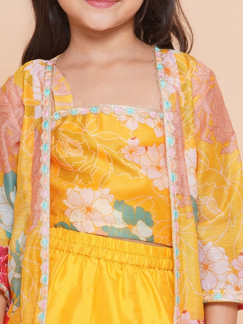 Bitiya by Bhama Girls Floral Printed Ready to Wear Lehenga & Blouse With Shrug - Image 2