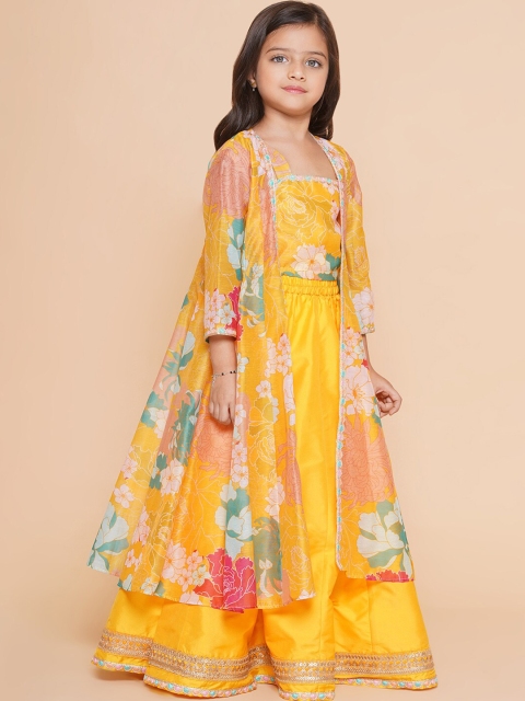 Bitiya by Bhama Girls Floral Printed Ready to Wear Lehenga & Blouse With Shrug - Image 4