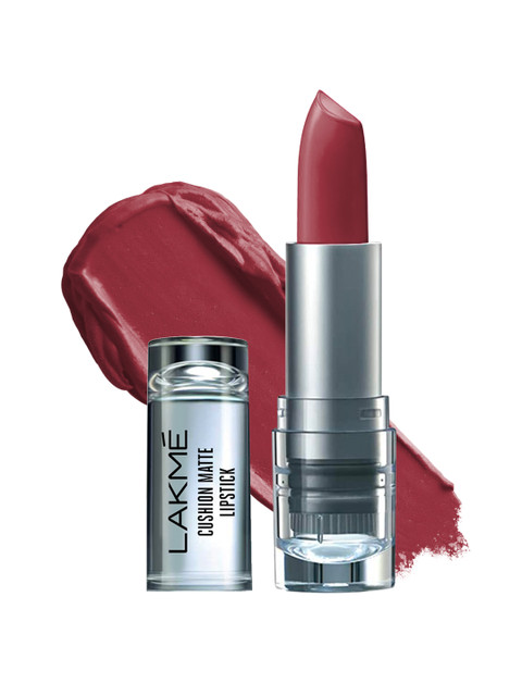 Lakme Cushion Matte Long Lasting Lipstick With French Rose Oil Ext 4.5g - Red Royale