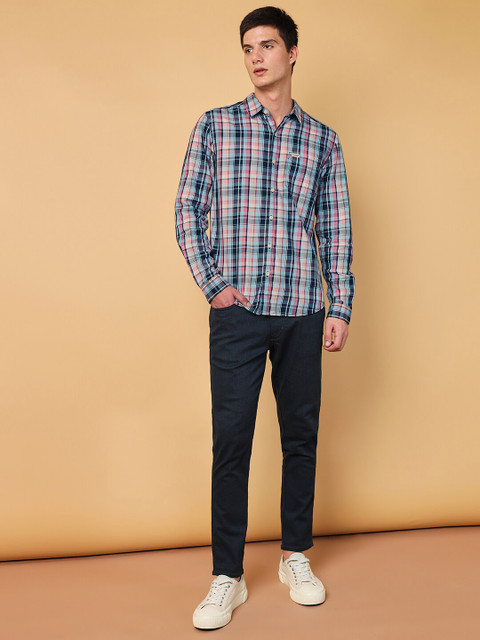 Wrangler Spread Collar Tartan Checked Twill Casual Cotton Shirt - Image 6