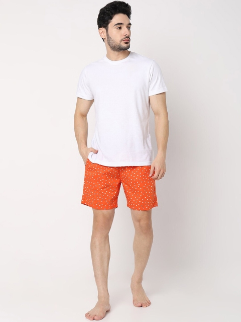 UnderJeans by Spykar Men Printed Mid-Rise Regular Fit Lounge Shorts - Image 5